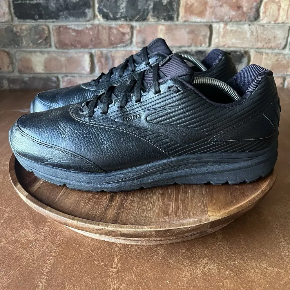 Brooks Addiction Walker 2 Black Leather Walking Shoes Sneakers Men's 12.5 2E